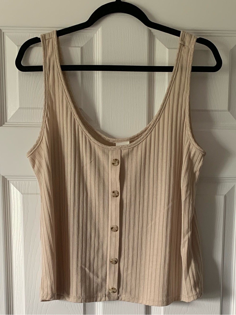 H&M Beige Ribbed Button Tank